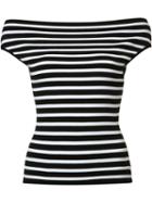 Michael Kors Boat Neck Striped Blouse, Women's, Size: Xs, Black, Viscose/polyester