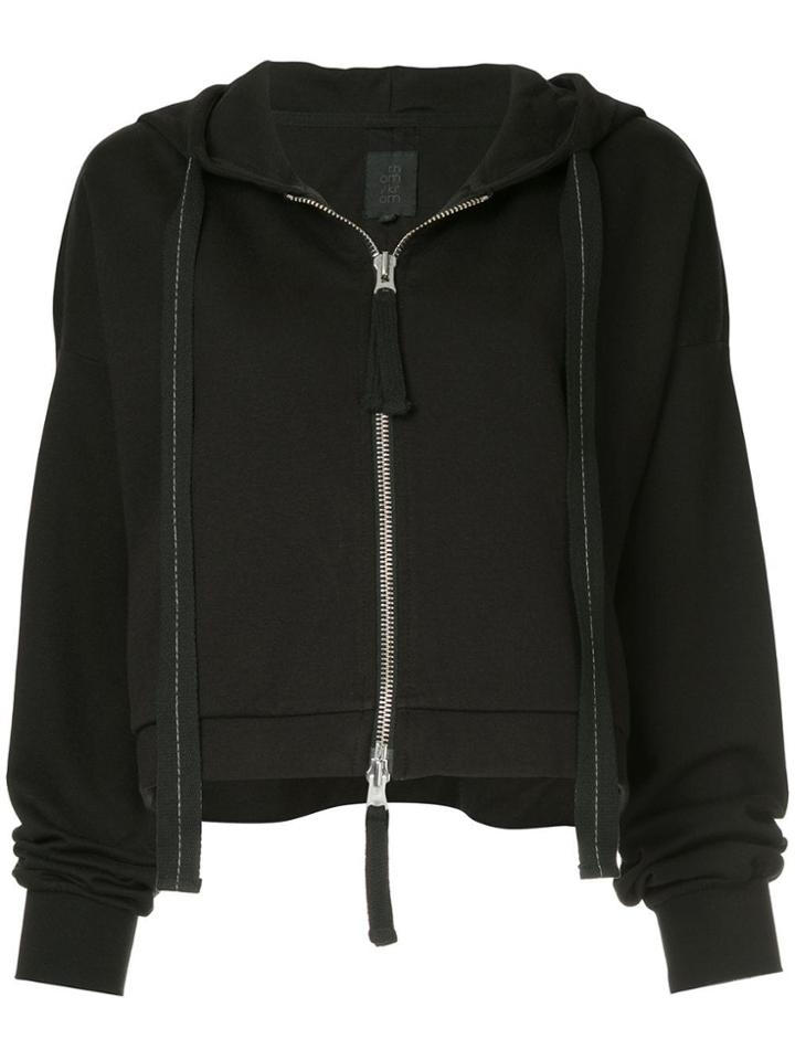 Thom Krom Front-zip Cropped Hoodie - Black