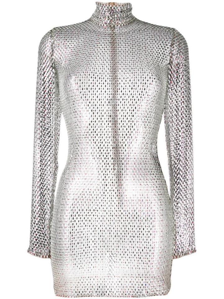Alessandra Rich Crystal Embellished Dress - 1039 Red-crystal