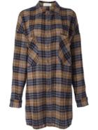 Faith Connexion Plaid Long Fit Shirt, Women's, Size: Xs, Brown, Polyamide/virgin Wool