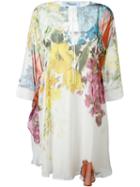 Blumarine Floral Print Dress, Women's, Size: 40, White, Silk/spandex/elastane