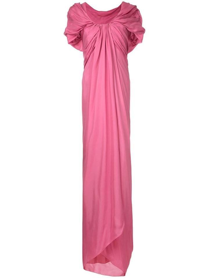 Paule Ka Long Draped Woven Dress - Pink