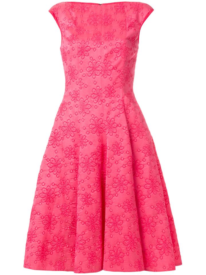 Talbot Runhof Floral Jacquard Dress - Pink & Purple