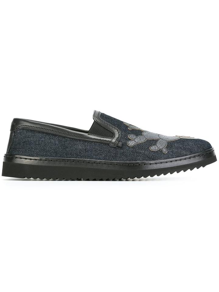 Dolce & Gabbana Cactus Patch Denim Slip-on Sneakers