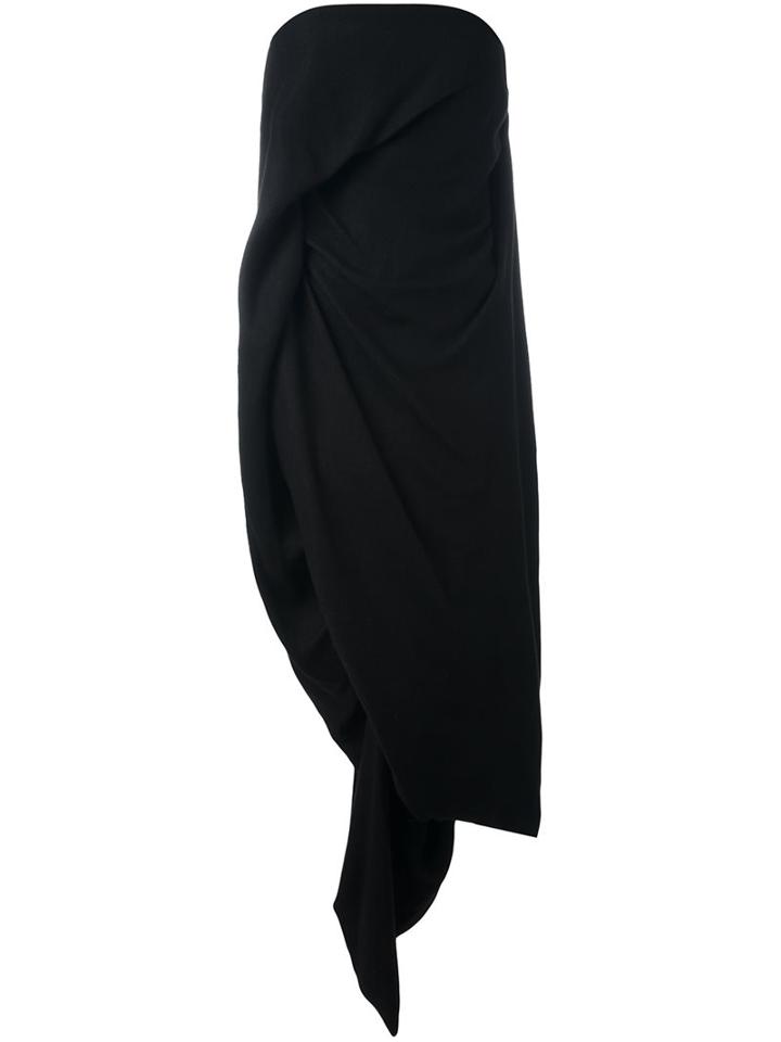 Rick Owens Strapless Asymmetric Dress, Women's, Size: 42, Black, Silk/polyamide/spandex/elastane/wool