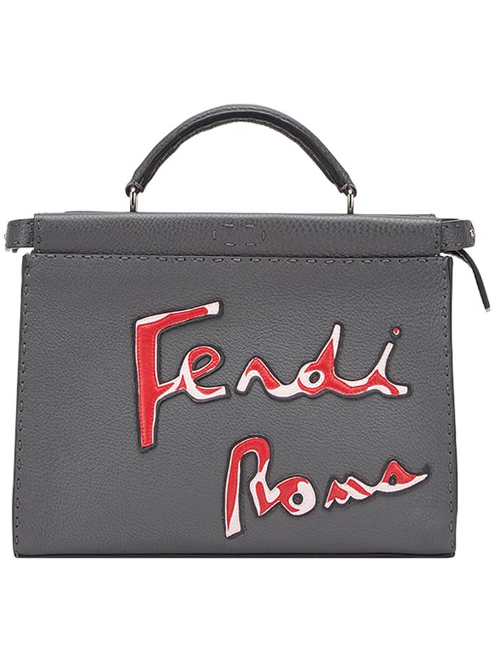Fendi Logo Print Tote - Grey