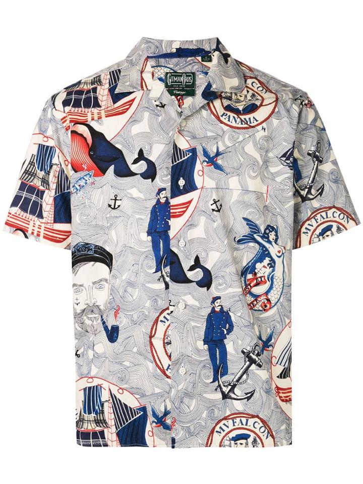 Gitman Vintage Sailor Printed Shirt - Blue