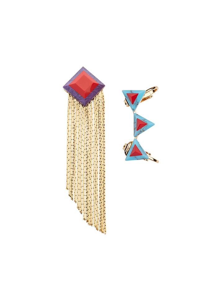 Fendi Geometric Asymmetric Earrings - Blue