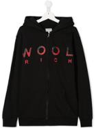 Woolrich Kids Logo Zip-up Jersey Hoody - Black