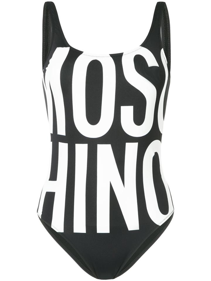 Moschino Logo Print Swimsuit - Black