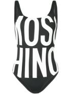 Moschino Logo Print Swimsuit - Black