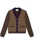 Gucci Square G Cardigan With Tiger - Brown