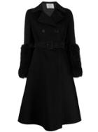 Prada A-line Belted Coat - Black