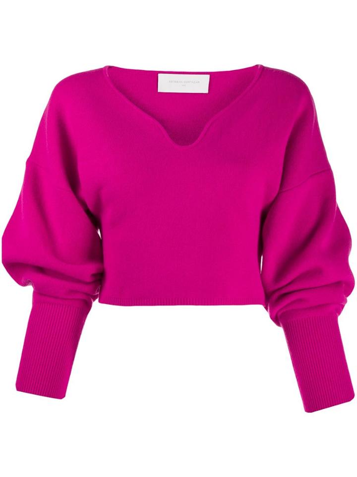 Esteban Cortazar Cropped Volume Sweater - Pink