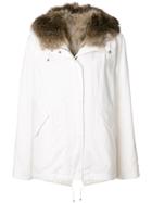 Army Yves Salomon Racoon Fur Trim Hooded Parka - White