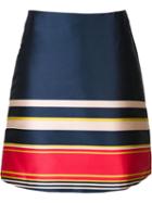 Suno Striped A-line Skirt, Women's, Size: 4, Blue, Polyester
