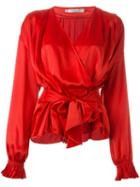 Christian Dior Vintage Wrap Blouse, Women's, Size: 40, Red