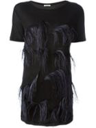 Nina Ricci - Feather-embellished Top - Women - Viscose/ostrich Feather - 46, Black, Viscose/ostrich Feather
