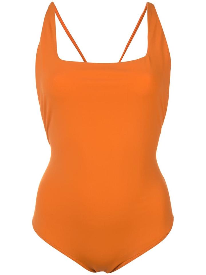 Oscar De La Renta Crisscross Straps Swimsuit - Orange