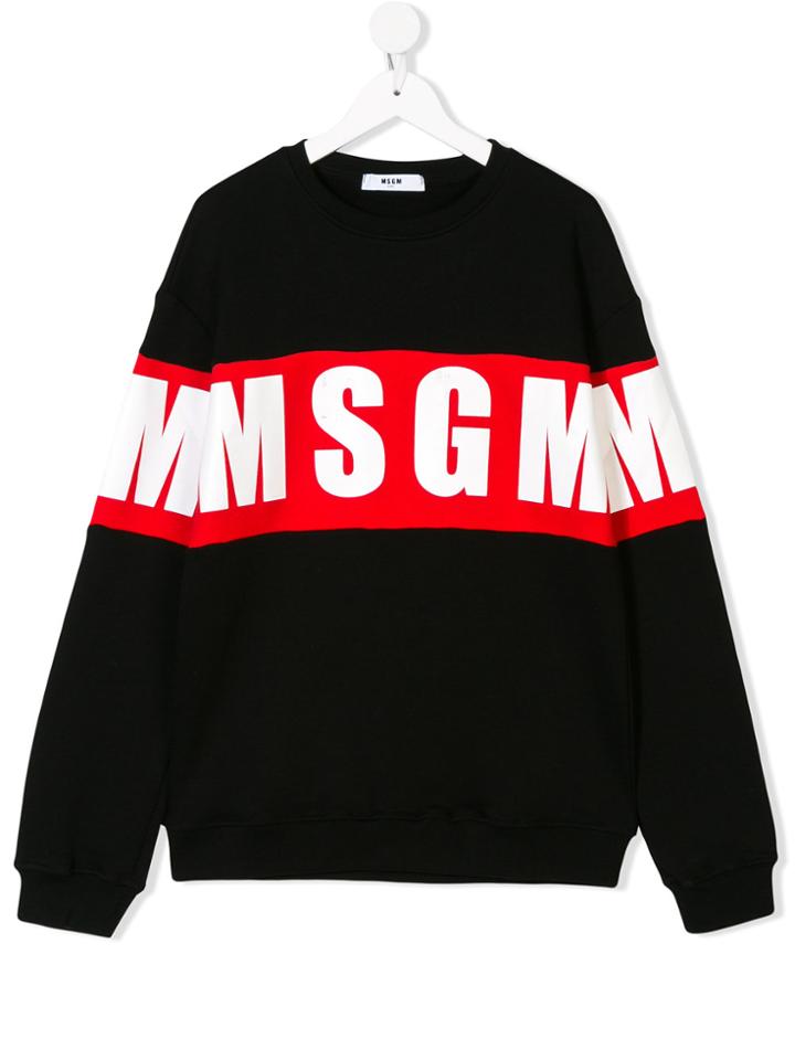 Msgm Kids Teen Logo Stripe Sweatshirt - Black