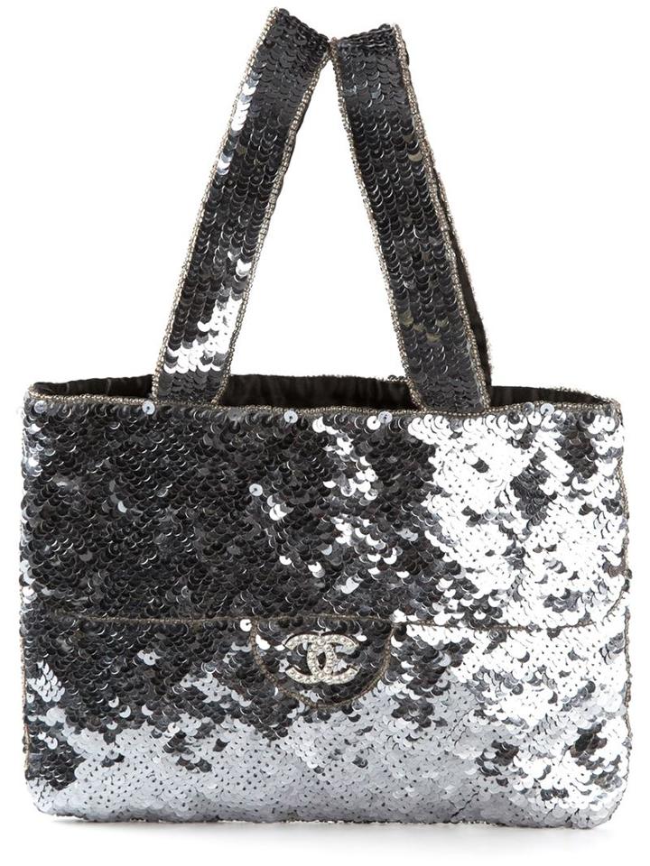 Chanel Vintage Sequined Clutch, Women's, Grey