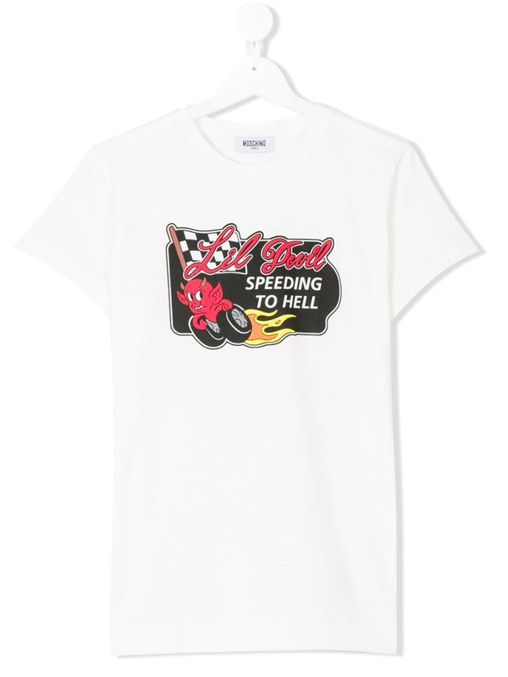 Moschino Kids Teen Racing Graphic Shirt - White