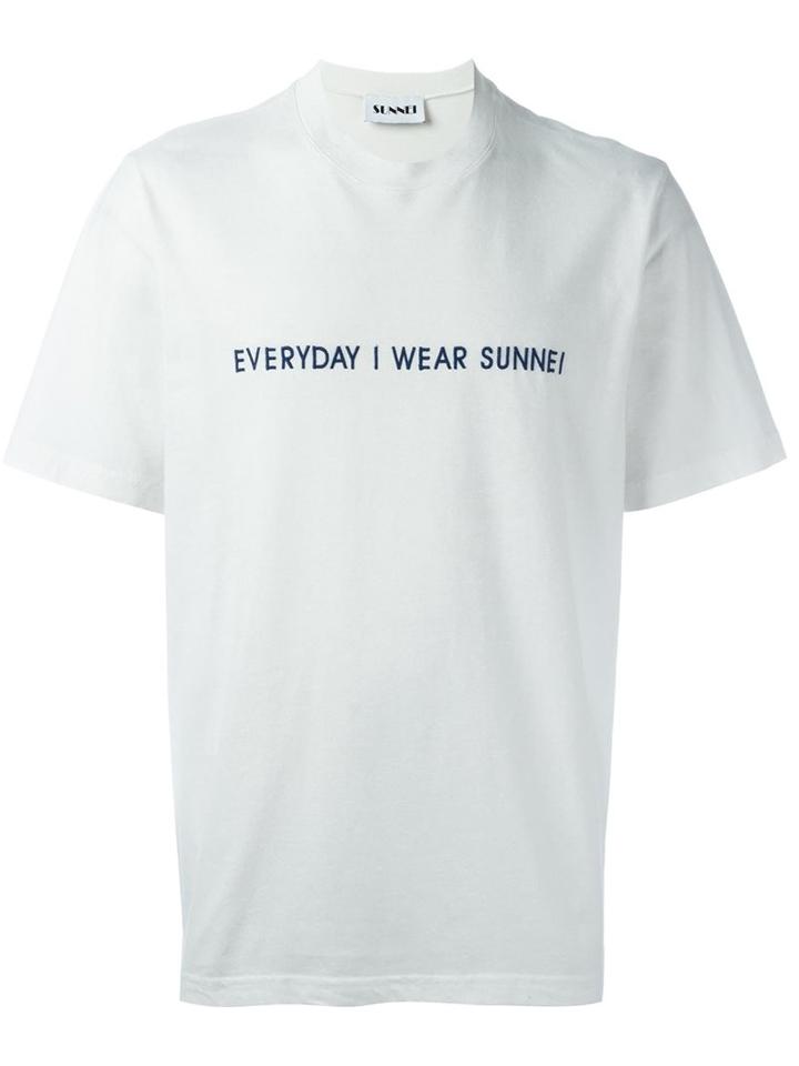 Sunnei 'everyday I Wear Sunnei' T-shirt, Men's, Size: Large, White, Cotton