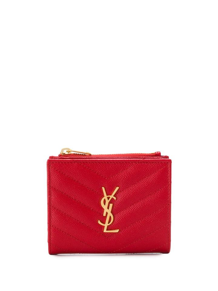 Saint Laurent Monogram Compact Wallet - Red