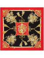 Gucci Silk Carré With Flowers And Tassels Print - Black