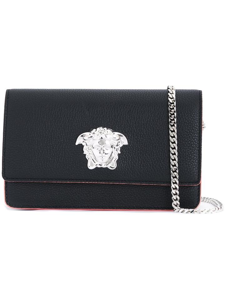 Versace 'palazzo Medusa' Patent Foldover Clutch, Women's, Black