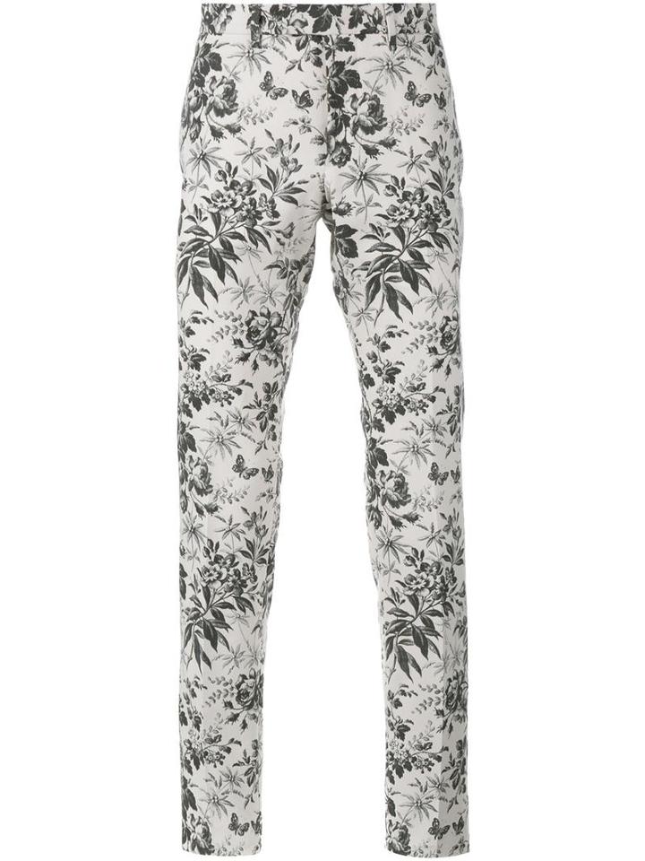 Gucci Tailored Floral Print Trousers, Men's, Size: 54, White, Cotton/rayon
