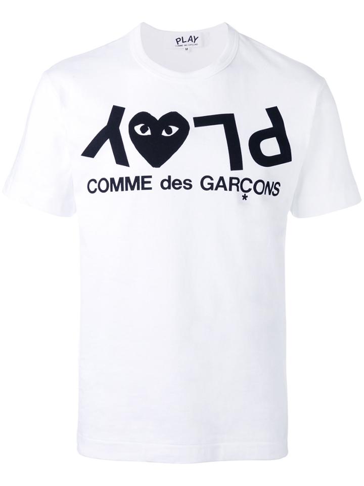 Comme Des Garçons Play Play Logo Print T-shirt - White