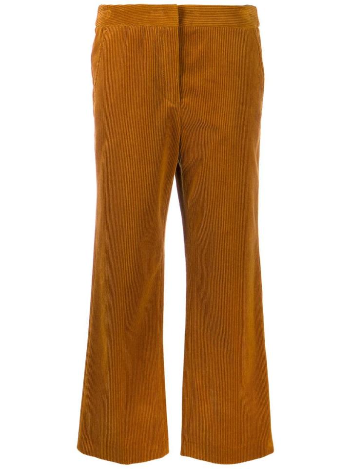Luisa Cerano Cropped Corduroy Trousers - Brown