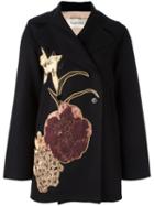 Valentino 'kimono 1997' Coat, Women's, Size: 42, Black, Silk/polyester/virgin Wool/metallic Fibre