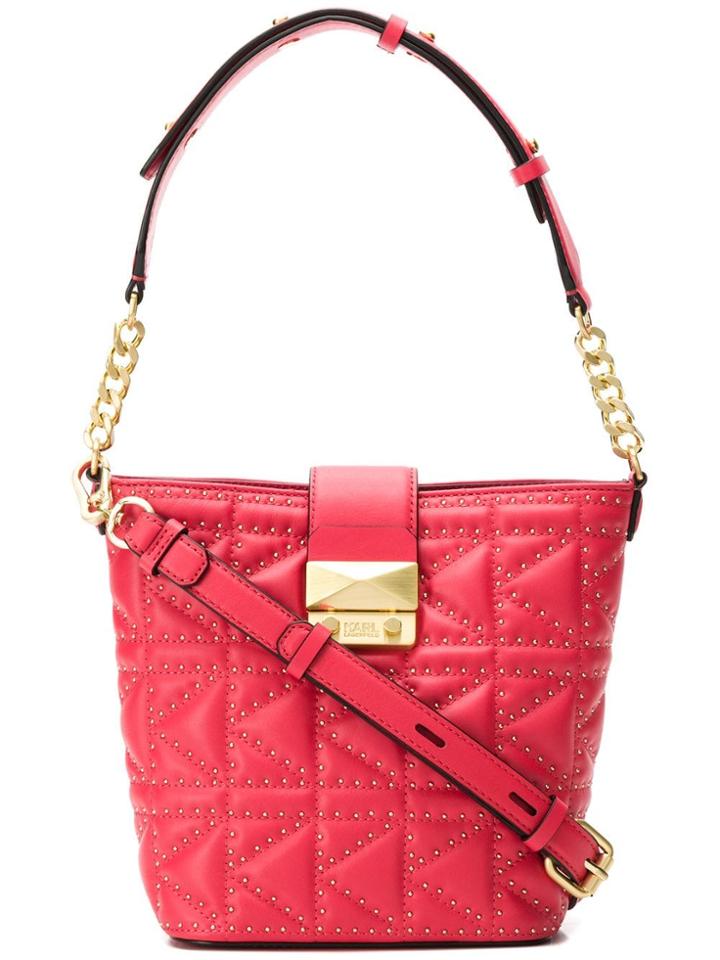 Karl Lagerfeld K/kuilted Studs Bucket Bag - Red