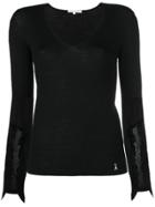 Patrizia Pepe Sheer Detail Sweater - Black
