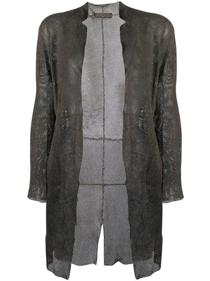 Salvatore Santoro - Mesh Detail Coat - Women - Sheep Skin/shearling - 44, Grey, Sheep Skin/shearling