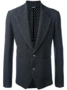 Dolce & Gabbana Embossed Blazer, Men's, Size: 52, Grey, Cotton/polyamide/virgin Wool