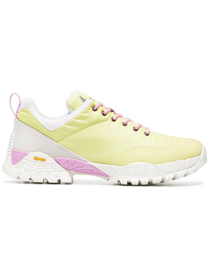 Roa Yellow Oblique Rippy Suede Sneakers - Yellow & Orange