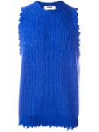 Msgm Sleeveless Jumper, Men's, Size: Large, Blue, Polyamide/wool