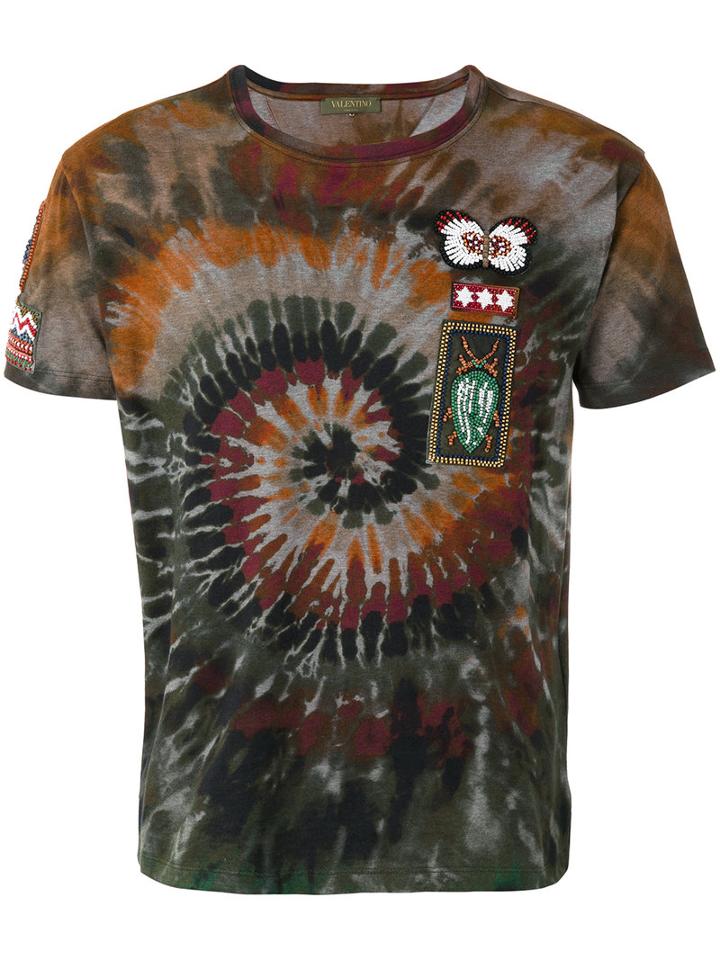 Valentino Tie-dye Swirl T-shirt, Men's, Size: Large, Green, Cotton/polyester