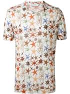Versace Collection All-over Starfish Print T-shirt, Men's, Size: M, White, Viscose