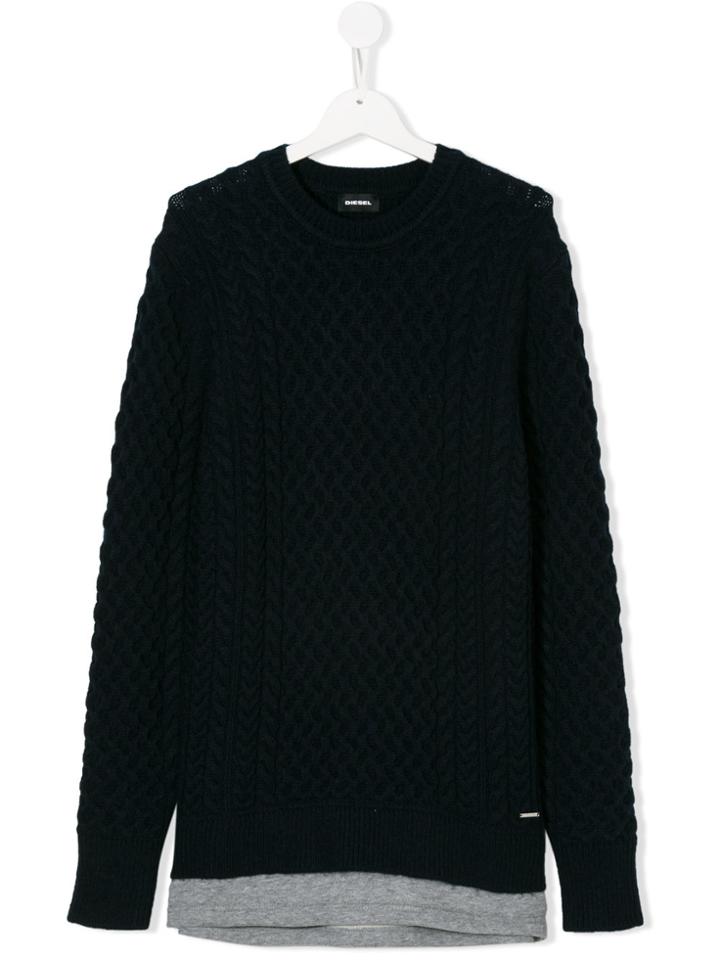 Diesel Kids Cable-knit Sweater - Blue