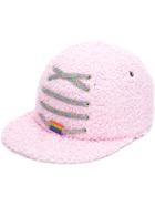 Maison Michel Lace-up Detail Textured Cap - Pink & Purple