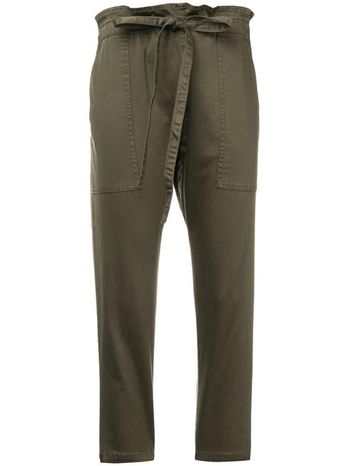 Current/elliott Cropped Paperbag Waist Trousers - Green