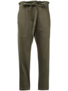 Current/elliott Cropped Paperbag Waist Trousers - Green