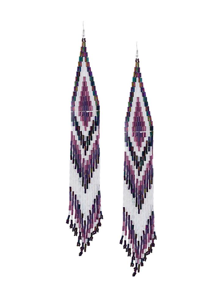 Jessie Western Long Beaded Drop Earrings - Multicolour