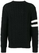 Coohem Stripe Patch Sweater - Black