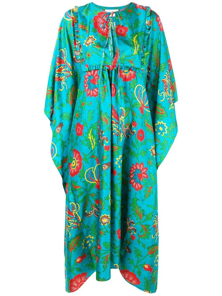 La Doublej Dragon Flower Print Dress - Blue