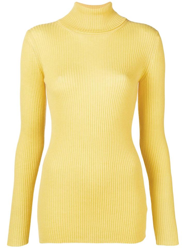 Iris Von Arnim Roll-neck Ribbed Sweater - Yellow & Orange